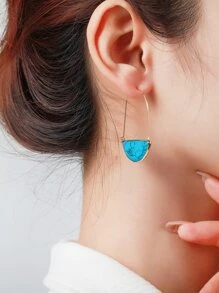 Turquoise Decor Hoop Earrings - Multicolor - View 1