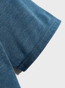 Manfinity RebelGame Men Solid Button Detail Polo Shirt - Dusty Blue - View 4