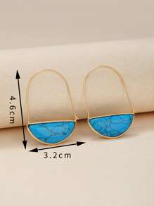 Turquoise Decor Hoop Earrings - Multicolor - View 3