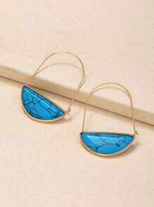 Turquoise Decor Hoop Earrings - Multicolor - View 4