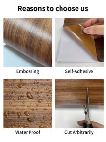 1 rollo de adhesivo de piso con patrón de madera, adhesivos, vinilos decorativos para decoración del hogar, artículos de decoración de primavera para renovar su hogar, adhesivos de decoración Rama para baldosas de piso, baldosas autoadhesivas para piso, decoración de sala de estar, decoración de cocina - Marrón - Ver 7