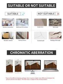 1 rollo de adhesivo de piso con patrón de madera, adhesivos, vinilos decorativos para decoración del hogar, artículos de decoración de primavera para renovar su hogar, adhesivos de decoración Rama para baldosas de piso, baldosas autoadhesivas para piso, decoración de sala de estar, decoración de cocina - Marrón - Ver 8