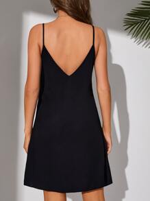 SHEIN Tall Contrast Geo Tape Cami Dress - Black - View 2