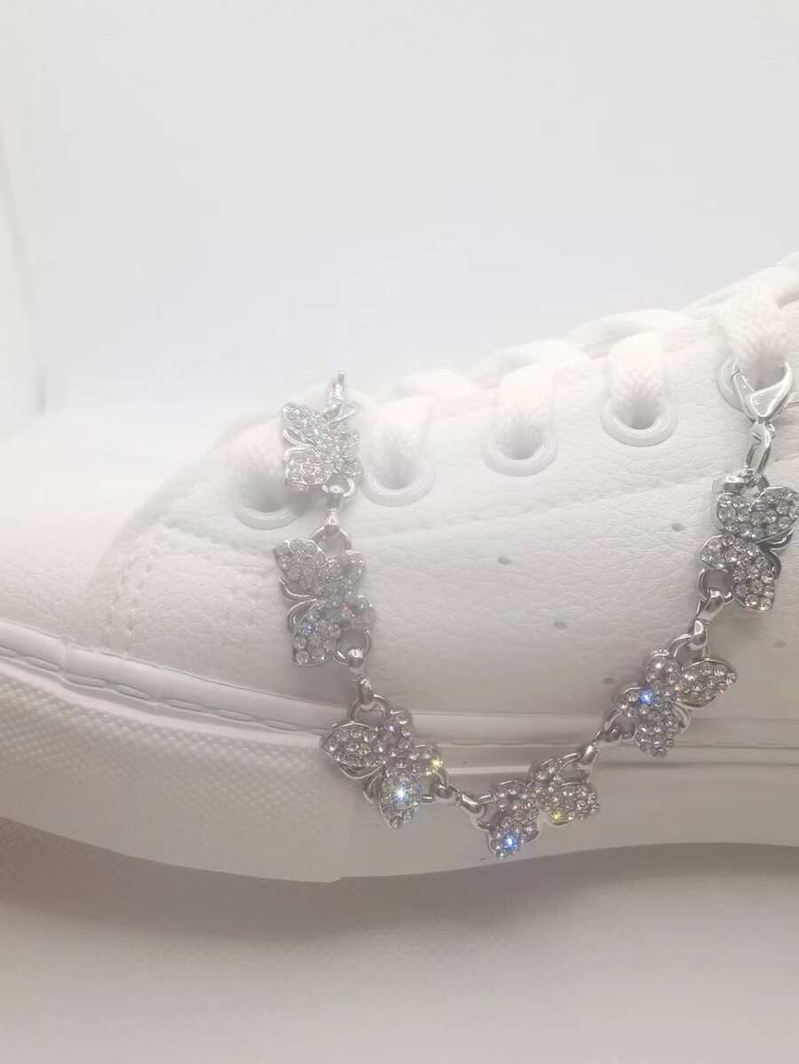 1pc Rhinestone Butterfly Decor Shoe Decoration - Silver - View 1