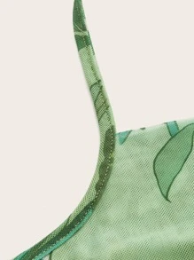 ROMWE Hippie Floral Print Tie Back Halter Top - Green - View 3