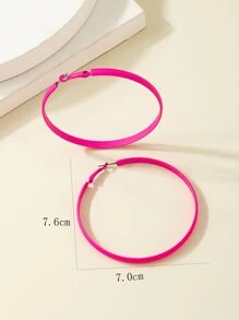 1 Pair Fashionable Exaggerated Charm Enamel Hoop Earrings - Hot Pink - View 5