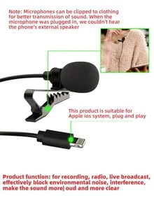 Lavalier Microphone Compatible With iPhone - Black - View 6