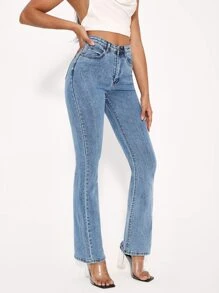 High Waist Bootcut Jeans - Light Wash - View 4
