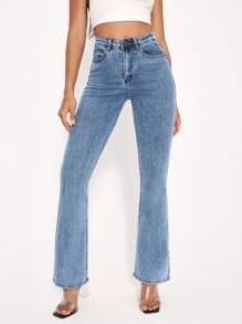 High Waist Bootcut Jeans - Light Wash - View 6