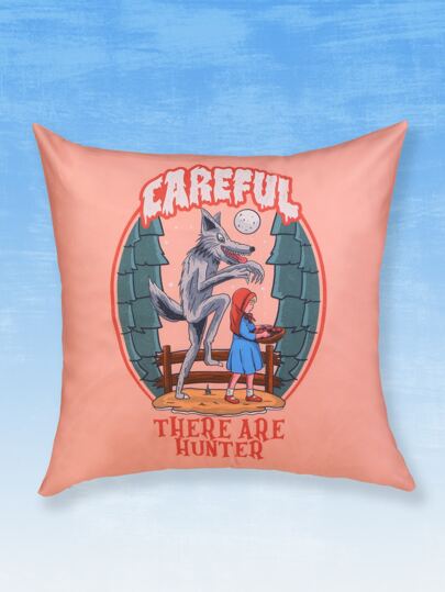 Lasthopeparty Cartoon Graphic Cushion Cover Without Filler