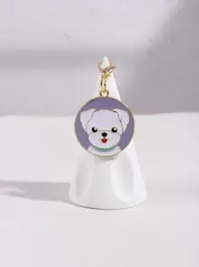 Pomeranian Design Round Dog Tag, Multicolor, 1pc (Collar Not Included, Only For Photo Shoot) - Multicolor - View 1