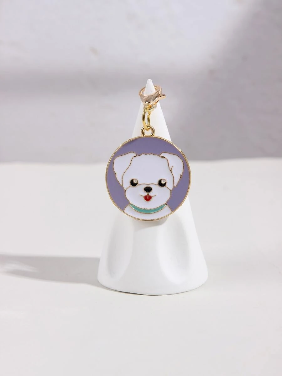 Pomeranian Design Round Dog Tag, Multicolor, 1pc (Collar Not Included, Only For Photo Shoot) - Multicolor - View 1