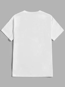 Manfinity VCAY Camisetas para hombre con cuello redondo ajustado, manga corta, gráfico, carreras Y2K, hechas de poliéster para el verano - Blanco - Ver 2