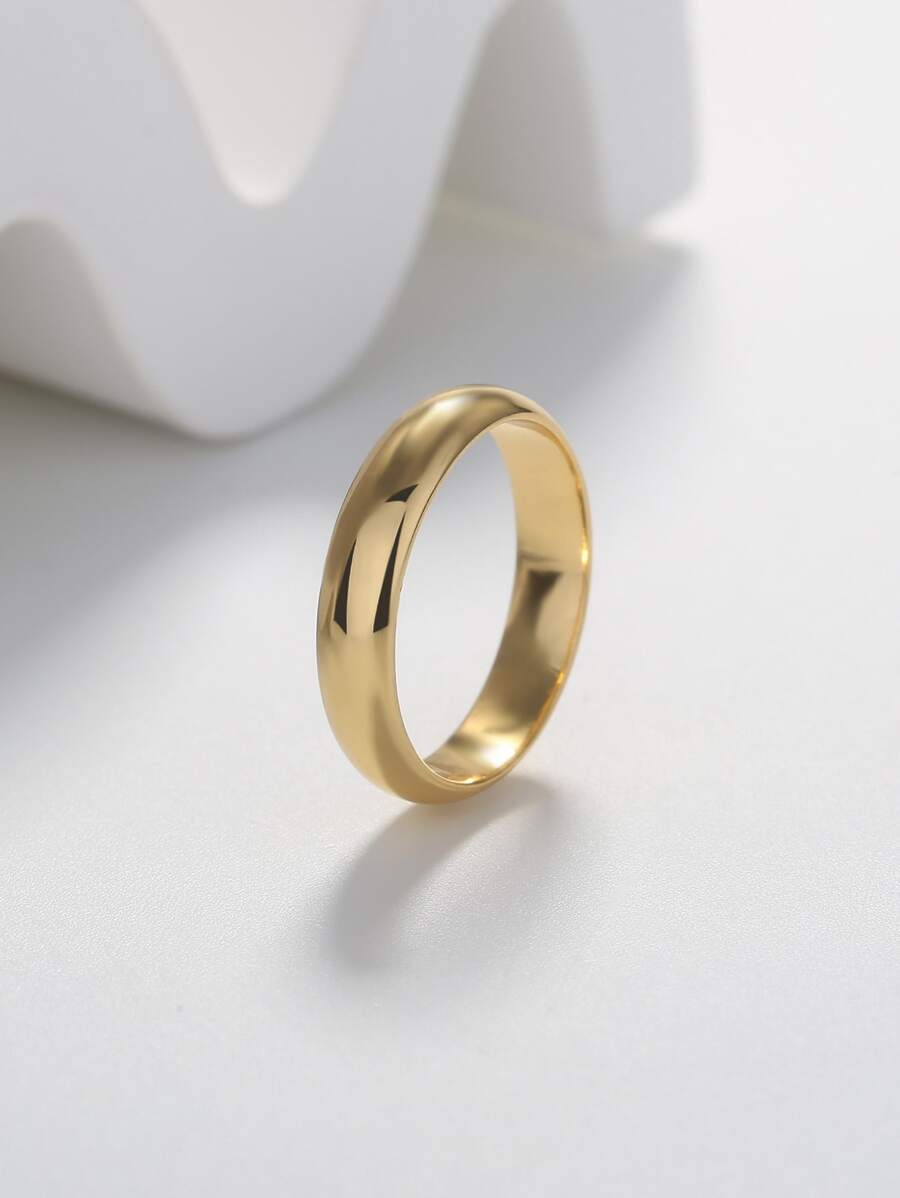 時尚流行男士銅1入組簡約戒指銅首飾適合珠寶禮物和時尚外觀 - 金黃色 - 查看 1