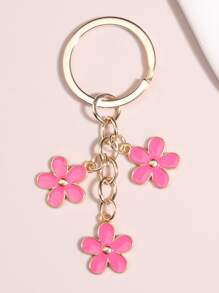 Street Flower Charm Keychain - Hot Pink - View 1