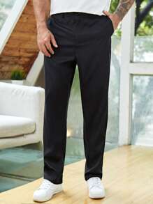 Calvornis Men Slant Pocket Tapered Trousers - Black - View 1