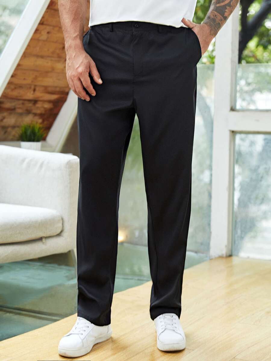 Calvornis Men Slant Pocket Tapered Trousers - Black - View 1