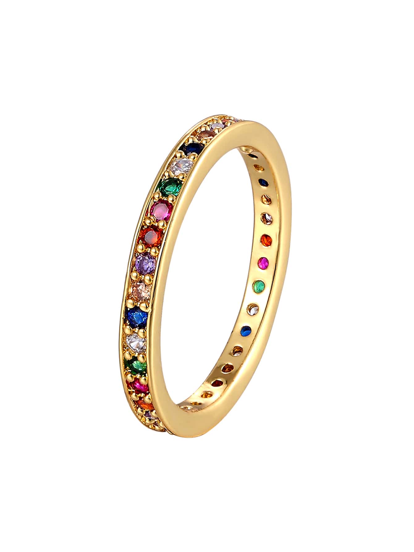 方晶鋯石裝飾戒指 - 彩色 - 查看 1