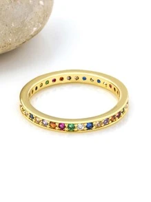 方晶鋯石裝飾戒指 - 彩色 - 查看 2