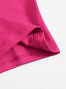 SHEIN EZwear Solid Crop Summer Outfits Pink Tank Top - Hot Pink - View 3