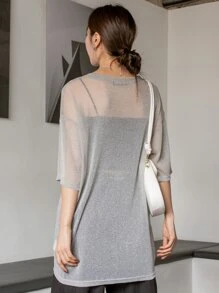 DAZY Thả vai Lưới Áo Không có áo may ô - Xám - Xem 2