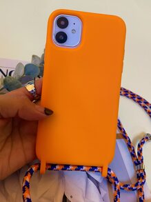 Plain Phone Case With Lanyard - Burnt Orange - View 2