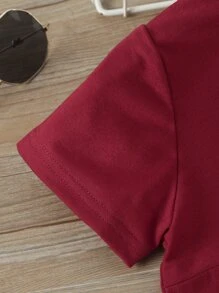 SHEIN Bộ thời trang bé gái xoắn lại Lá thư Ăn mặc đẹp - Nhiều màu - Xem 4