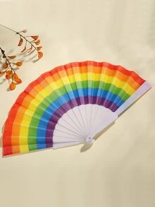 1 cái quạt tay cầu vồng sọc ngẫu nhiên - Nhiều màu - Xem 6