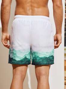 Surfspeed 男士山圖案腰部抽繩泳褲 - 彩色 - 查看 2