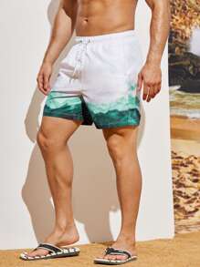 Surfspeed 男士山圖案腰部抽繩泳褲 - 彩色 - 查看 4