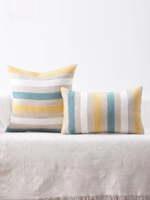 Miater 1pc Color Block Cushion Cover Without Filler - Multicolor - View 1
