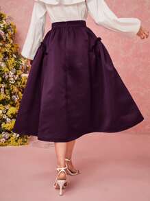 SHEIN Falda ribete fruncido con cremallera trasera - Morado - Ver 6