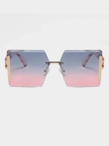 渐变色镜片无框时尚眼镜优雅潮流基础款秋冬女士服装商务休闲礼品 - 彩色 - 查看 2