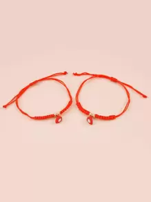 2pcs Magnetic Heart Charm Couple Bracelet Valentines,Mom,Mother,Mother's Day,Gift - Red - View 3