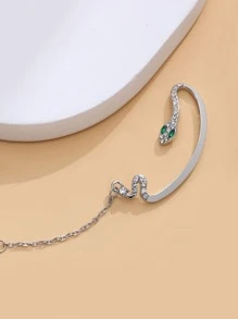 1入組水鑽蛇設計耳環 - 銀色 - 查看 4