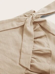 SHEIN VCAY Plus Tie Side Ruffle Trim Solid Skort