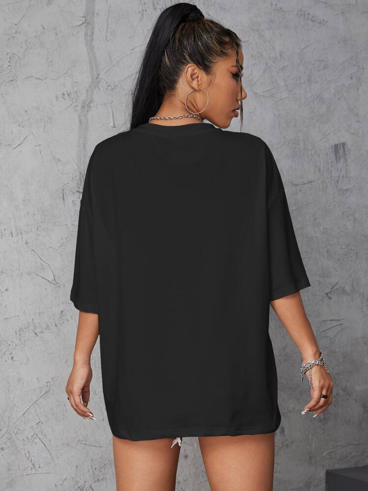 SHEIN EZwear Letter Graphic Drop Shoulder Tee Mama Mama Mama Mama