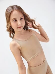 SHEIN Bộ hai mảnh Gái màu trơn Giải trí - Màu be - Xem 4