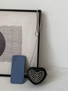 迷你铆钉装饰心形新奇包。送给女朋友和女士的最佳情人节礼物。非常适合购物、日常使用，也是送给她的完美情人节礼物，有史以来最佳情人节礼物之选，心形钱包，与情人节连衣裙完美搭配。