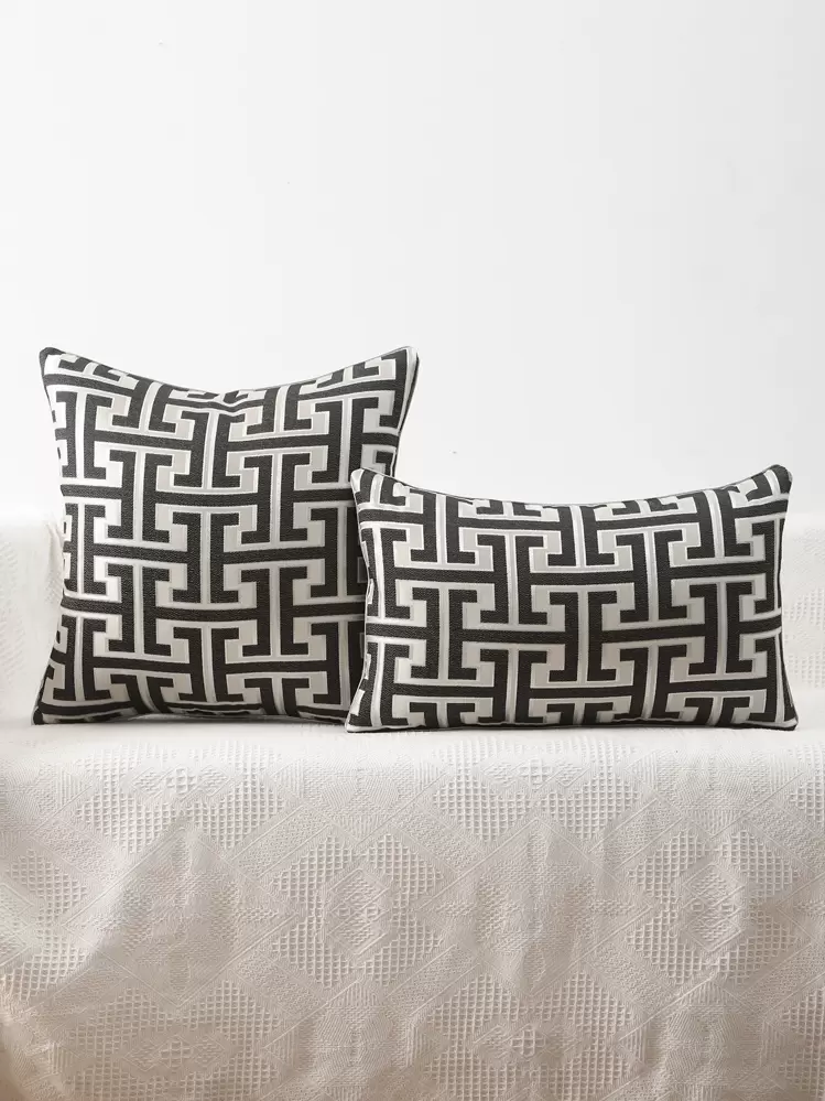 1pc Jacquard Cushion Cover, Modern Throw Pillow Case, Pillow Insert Not Include, For Sofa, Living Room - Grey - View 13