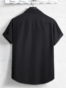 Manfinity Homme Hombres Camisa con estampado de expresión con botón delantero sin camiseta - Negro - Ver 2