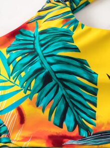 SHEIN Swim Bikini con cordón cruzado y estampado tropical para playa de verano - Multicolor - Ver 7