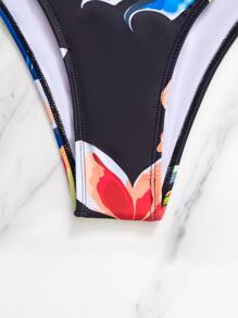 3packs Tropical Print Knot Front Bikini Set & Beach Skirt, For Summer Vacation - Multicolor - View 3