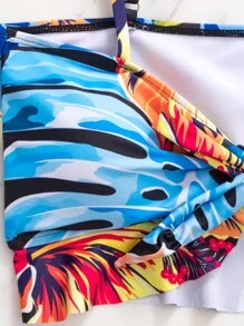3packs Tropical Print Knot Front Bikini Set & Beach Skirt, For Summer Vacation - Multicolor - View 8