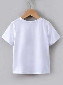SHEIN Young Girl Figure & Letter Graphic Tee - White - View 2