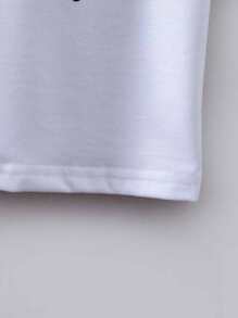 SHEIN Young Girl Figure & Letter Graphic Tee - White - View 6