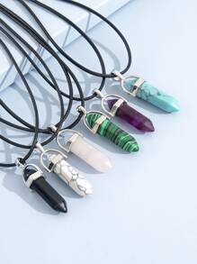 6pcs Crystal Pendant Necklace - Multicolor - View 1