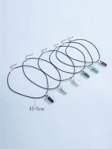 6pcs Crystal Pendant Necklace - Multicolor - View 3