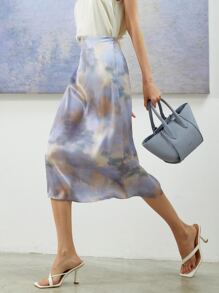 MOTF X MONET INSPIRED 100% SILK INK PAINTING SKIRT - Multicolor - View 2