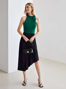 MOTF PREMIUM SPANDEX SLIM TIE NECK TANK - Dark Green - View 3